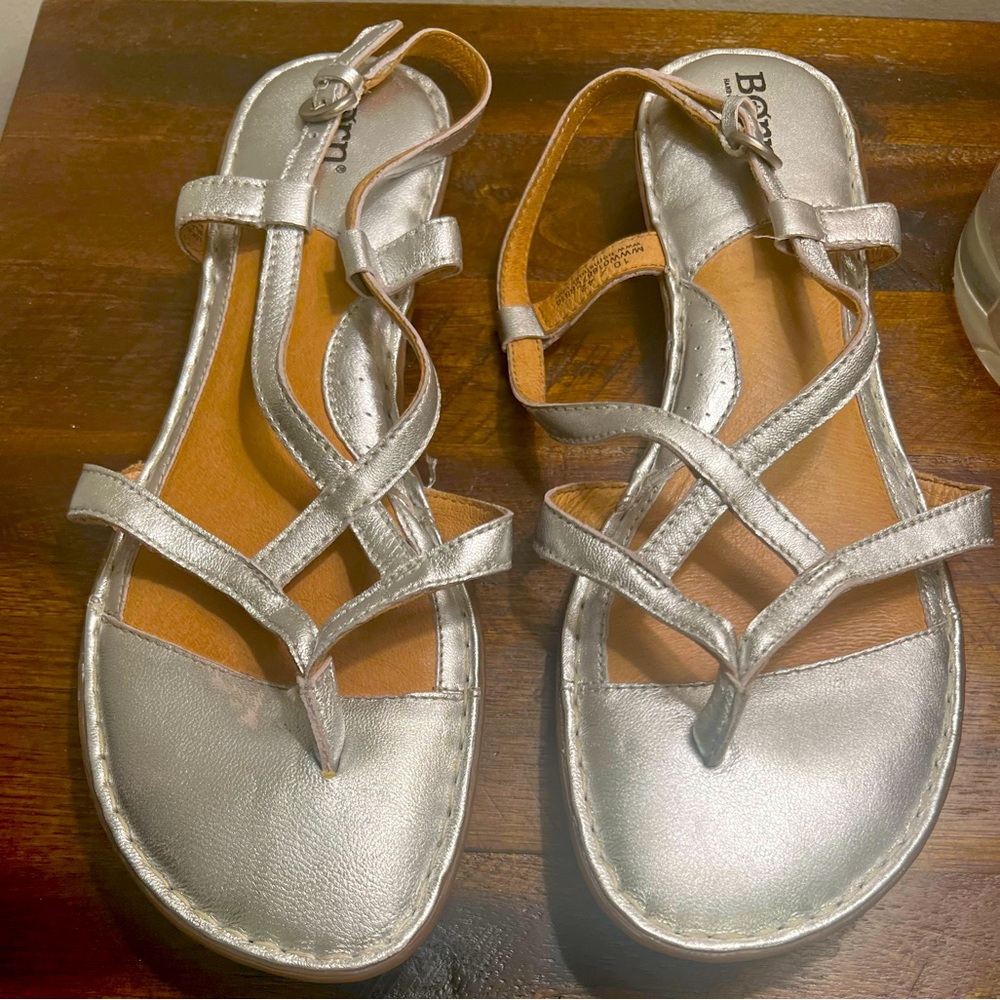 Metallic Silver BORN sandals